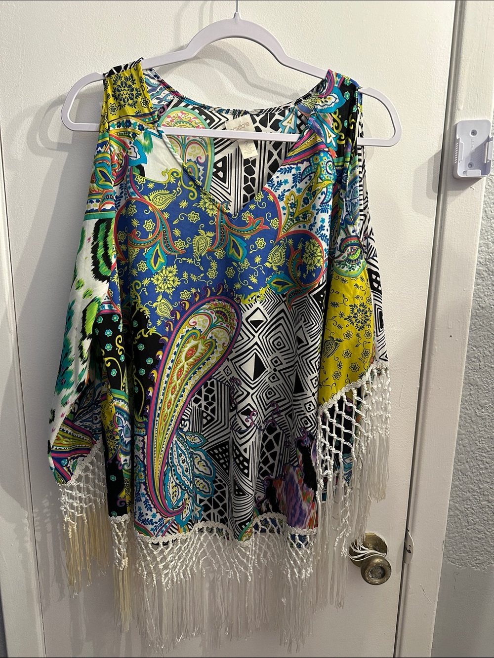 Chico's Multicolor Paisley Fringe Tunic Top